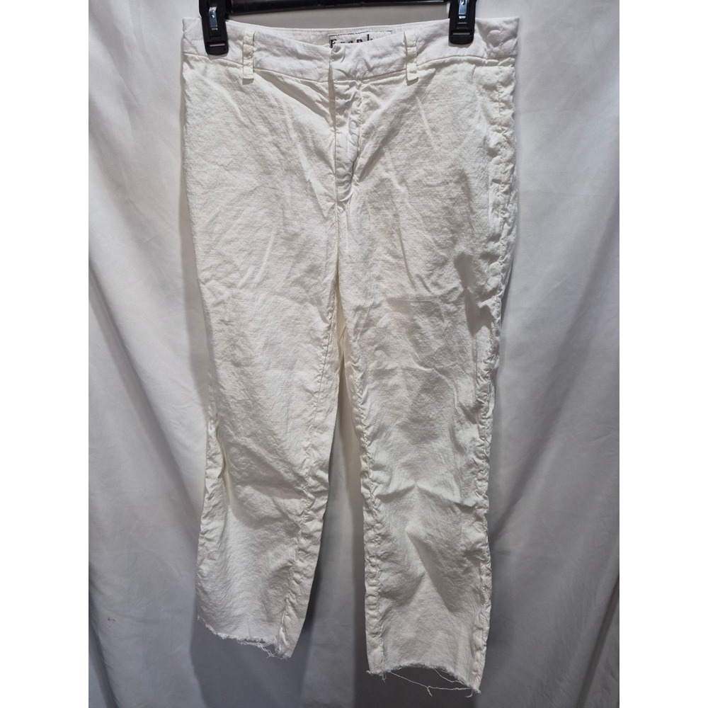 Frank & Eileen Kinsale White Italian Performance Linen Cropped Pants Size 6